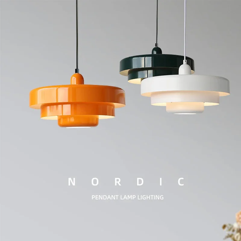 

Danish Retro Orange LED Pendant Light Dining Room Restaurant Home Decor Hanging Ceiling Chandeliers Lighting Bar Cafe Lamp