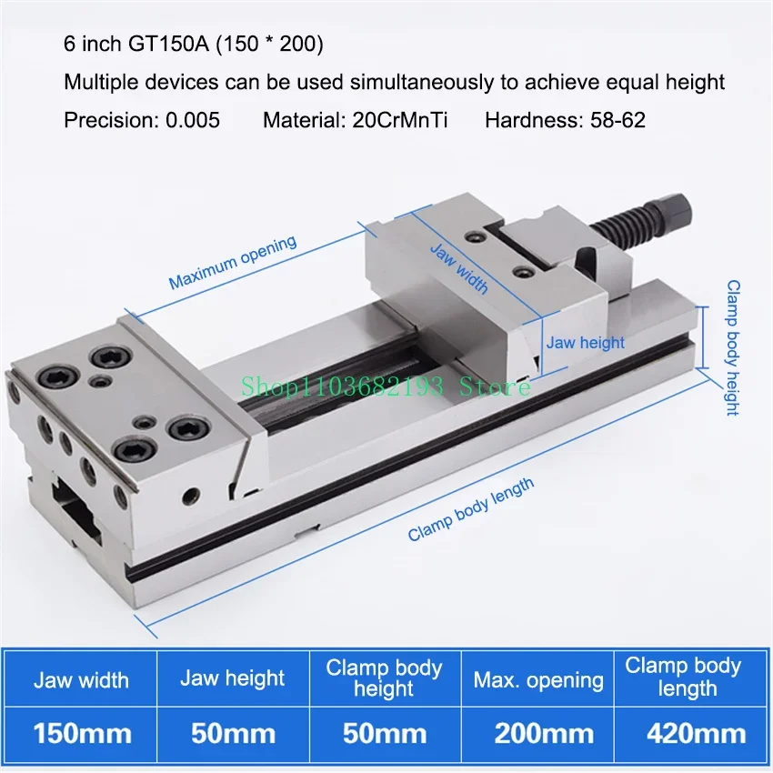 GT150A (150 * 200) Bench Vise CNC Machining Center Milling Machine Large Opening 6-inch Precision Combination Flat Nose Pliers