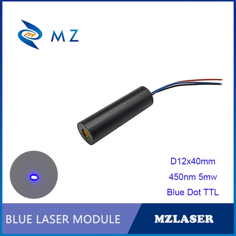 

High Quality Compact D12mm 450nm 5mw TTL/PWM Glass Lens Blue Dot Laser Diode Module Industrial Grade