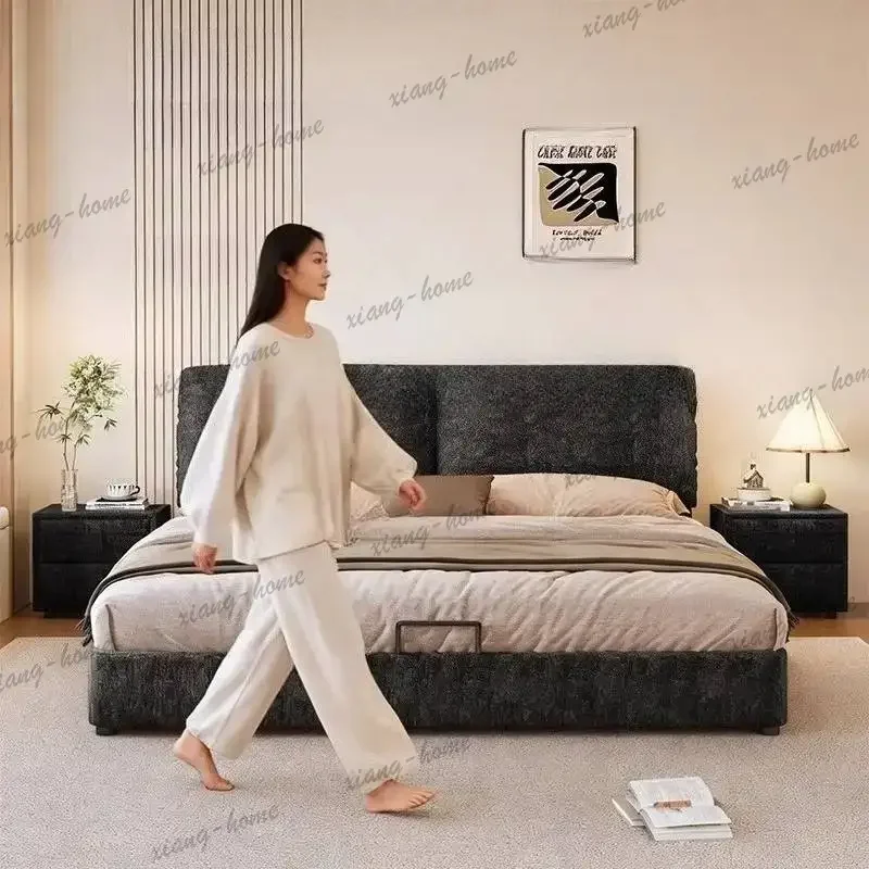 YJ Plush Couples Frame Luxury Bed Bedrooms Decoration Wooden Adjustable Luxury Bed Double Modern Style Cama De Casal Furniture