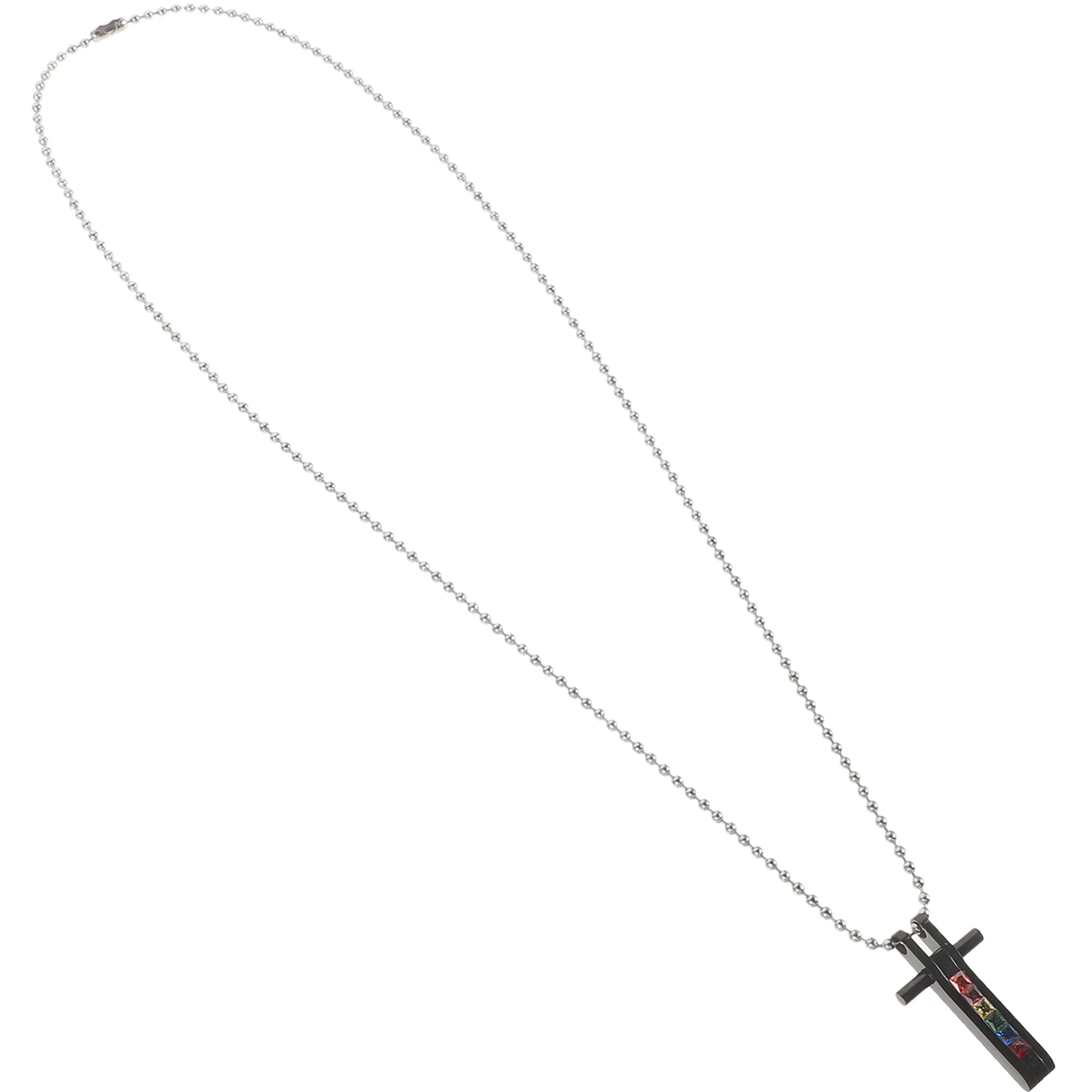 

-set Couple Pendant Cross Titanium Steel Necklace Pride for Unisex Lovers