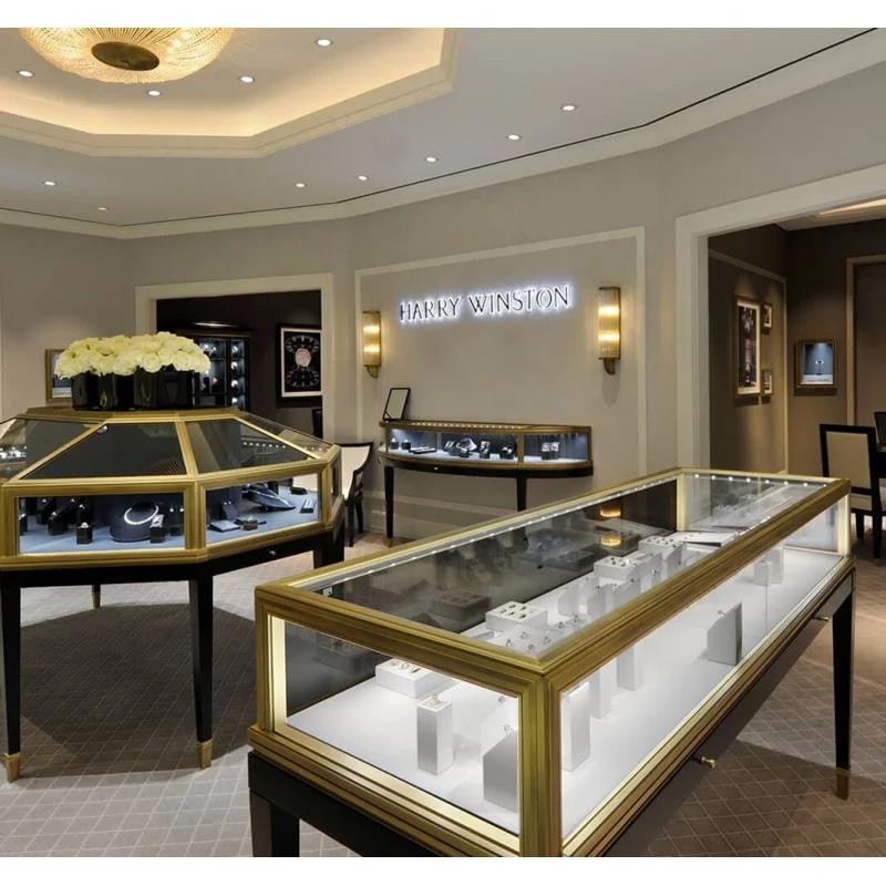 Custom, Hot Sale Jewelry Showcase Jewelry Store Cabinet Lockable Jewelry Display with Light