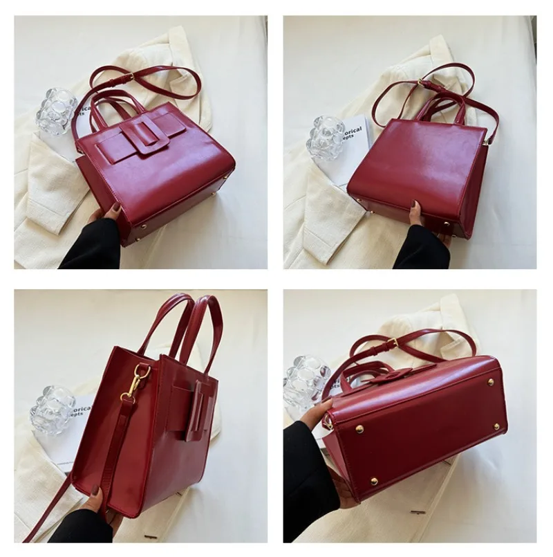 2025 حقيبة مربعة صغيرة بسيطة المرأة الراقية حقيبة ساعي سعة كبيرة حقيبة يد كتف عادية ، حقيبة نسائية ركاب الموضة