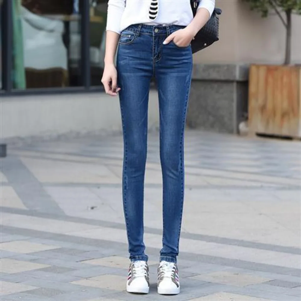 보이지 않는 오픈 크로치 야외 섹스 여성용 청바지 심플하고 스타일리시한 이국적인 타이트 캐주얼 바지 밝은 색상의 펜슬 팬츠