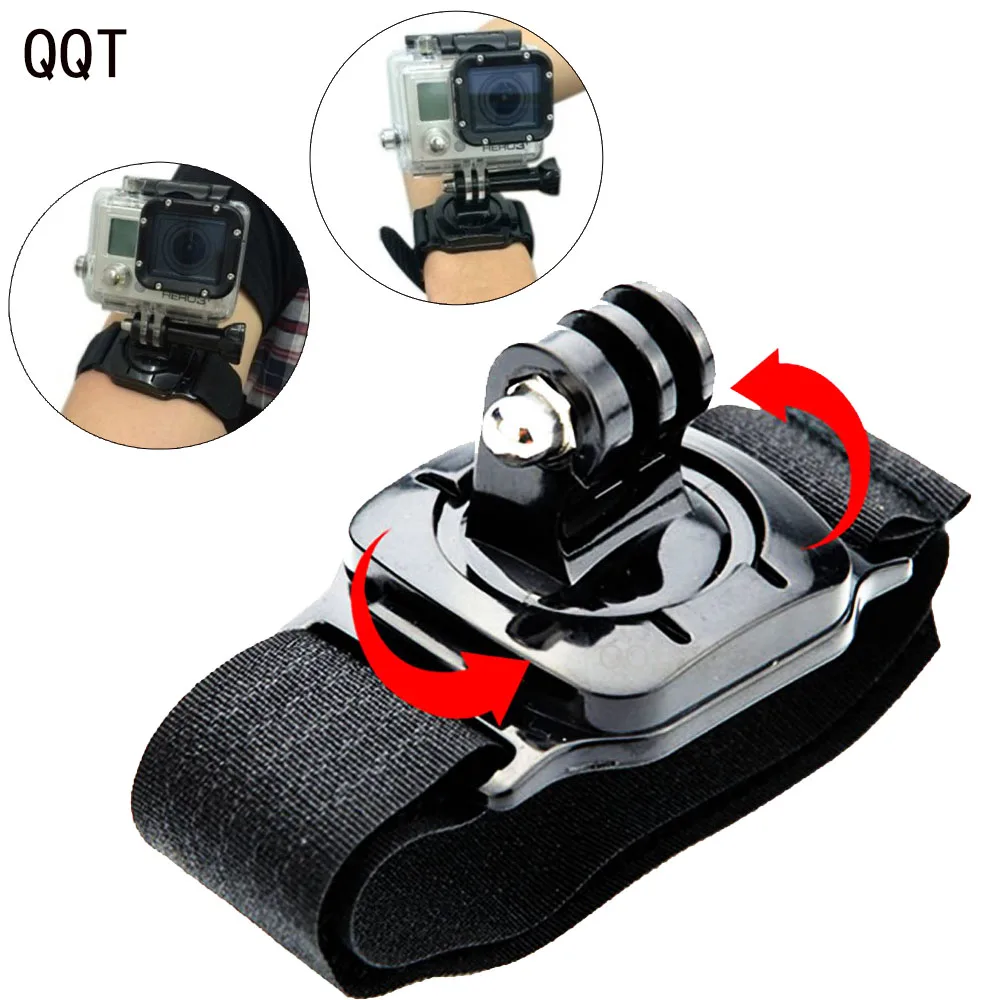 QQT for GoPro Accessories Sport Camera Wristband Mount with 360 Degree Rotation for GoPro Hero12 11 9 8 7 6 5Black for xiaomi yi