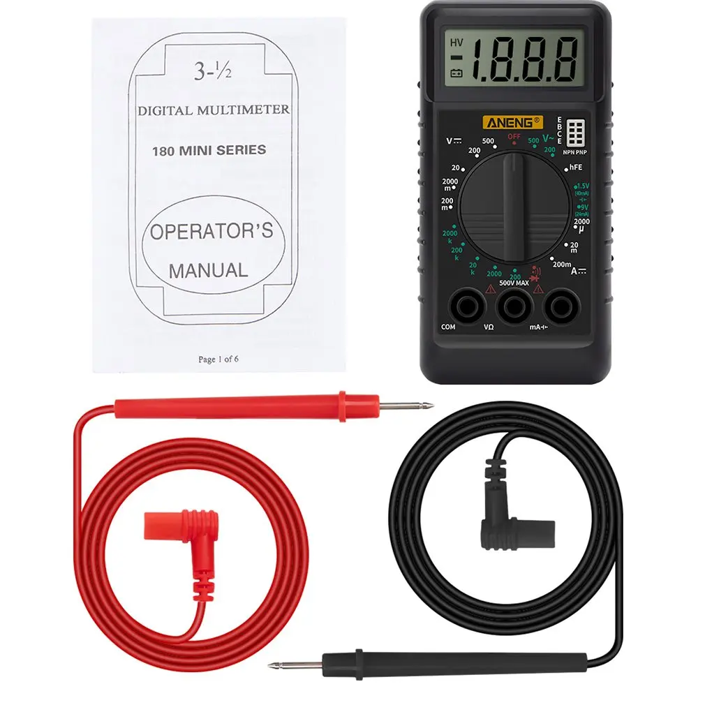 DT-182 Digital Mini Multimeter DC/AC Voltage Current Meter Handheld Pocket Voltmeter Ammeter Diode Triode Tester Multitester