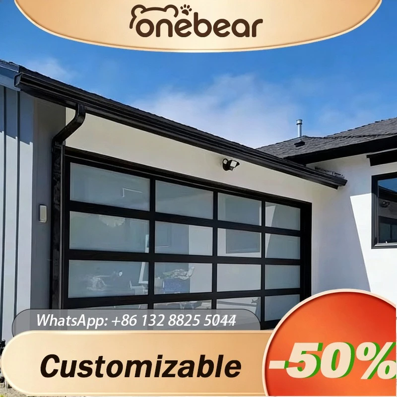 Any Size Custom Luxury Frameless Glass Garage Door Double Tempered Glass Material Modern Household Fully Automatic Door