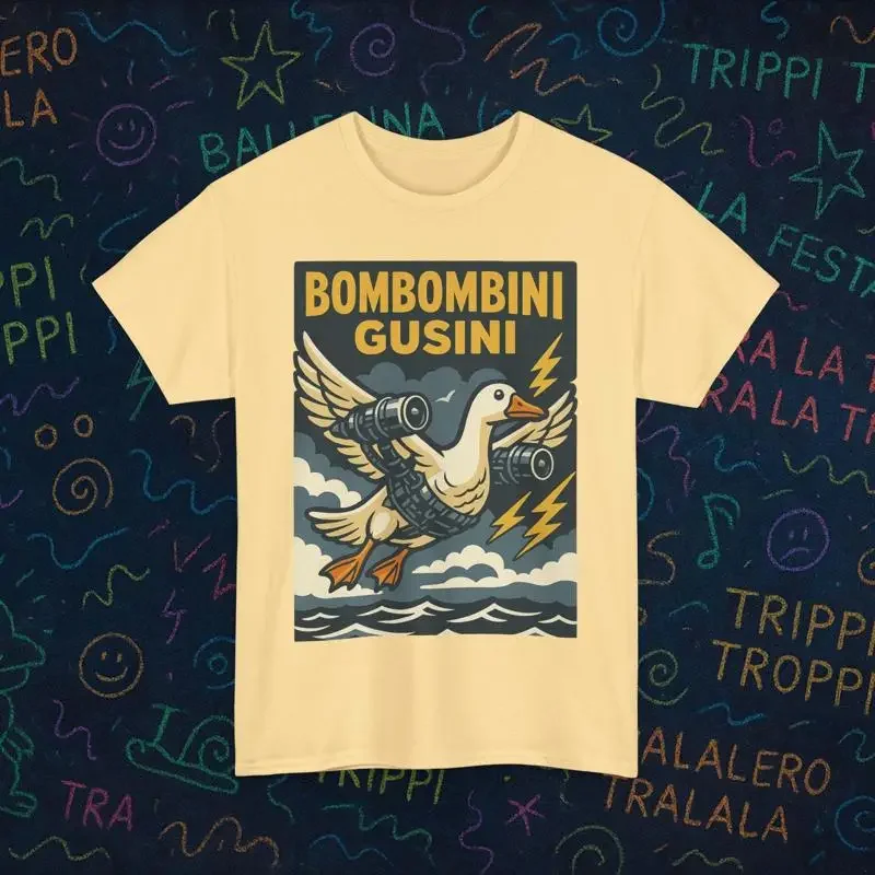 ombini Gusini Italian Brainrot Meme Vector T Shirt Jet Engine Goose Cartoon Retro Poster