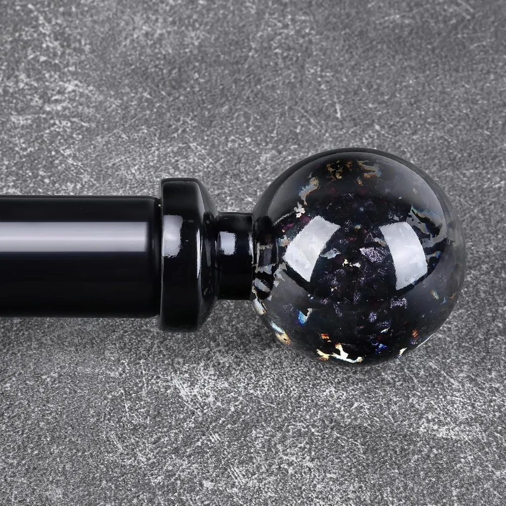 

black curtain rods for windows 28 to 48 inch, 1'' heavy duty adjustable drapery rod with unique crystal ball finials, modern dec