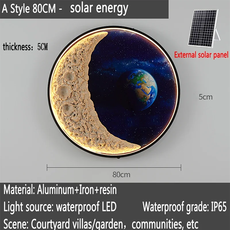 AOSONG Solar Outdoor Mural Lamp outer space Creative Circular Landscape Waterproof Mural Villa Courtyard Decoration Paintainting