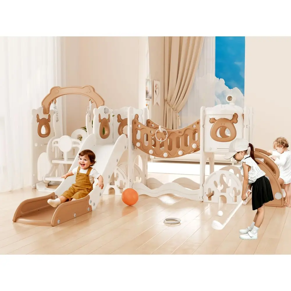 

12in1 Toddler Slide and Swing Set, Kids Slide for Toddlers Age 1, Toddler Outdoor Playset New Upgrade with Golf Set, Basketball