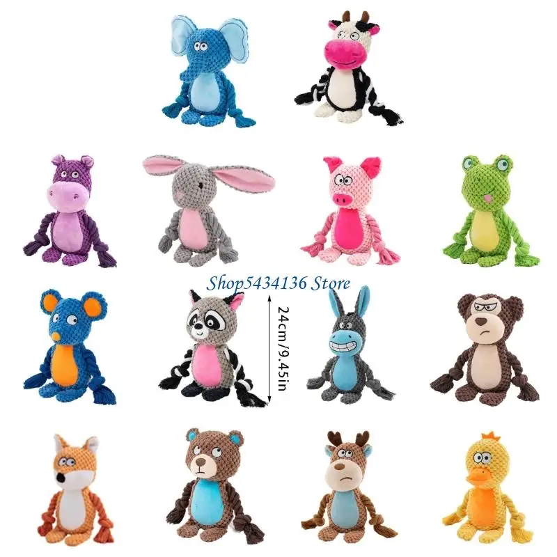 H7ED Dog Teeth Cleaning Toy Squeaky Plush Cotton Rope For Enhances Durability And Fun Interactively Game