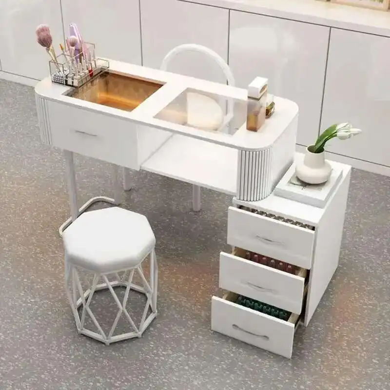 

Simple Professional Nail Table Modern Luxury Nail Artist Manicure Table Wooden Storage Mesa De Manicure Salon Furniture KMNT