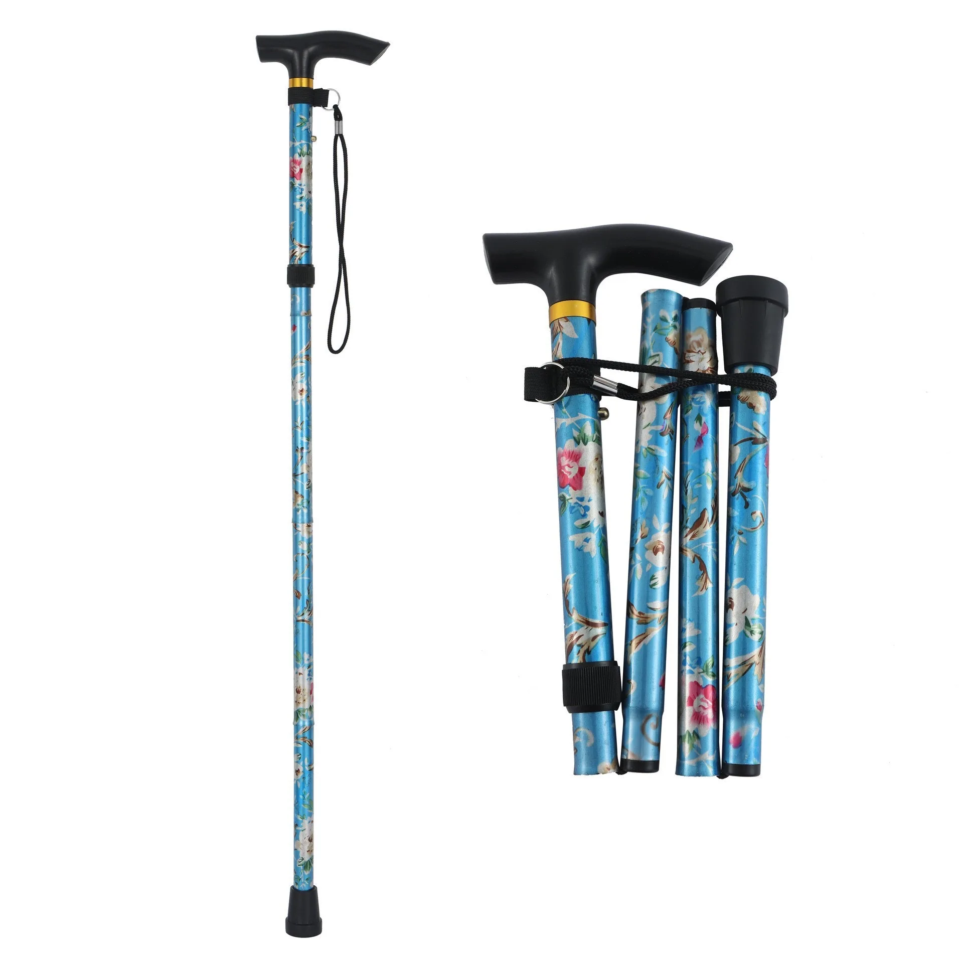 

5Level Adjustable Foldable Flower-shaped Aluminum Alloy Walking Stick Portable Elderly Walking Stick Suitable for Outdoor Hiking
