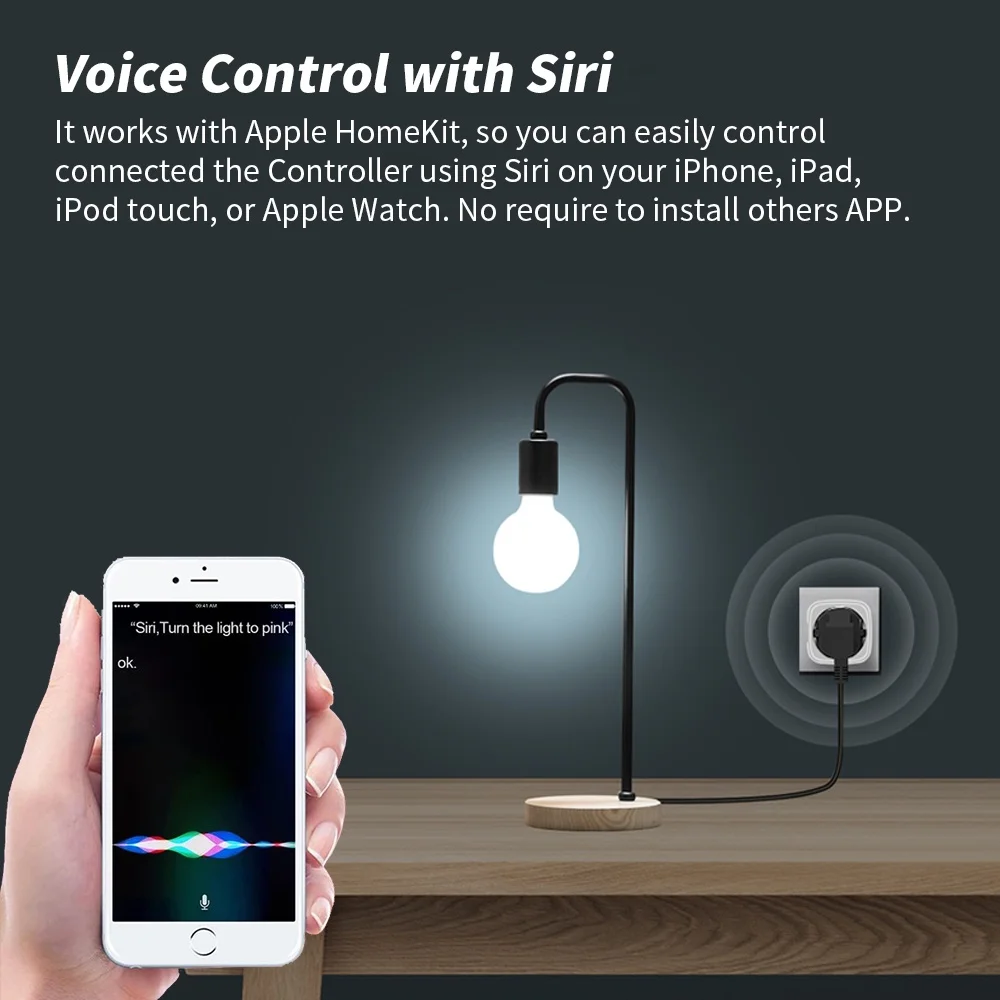 SIXWGH Homekit Socket 16A US Plug Adapter Smart Home Automation  App Remote Control Support Siri Voice Google Home Alexa