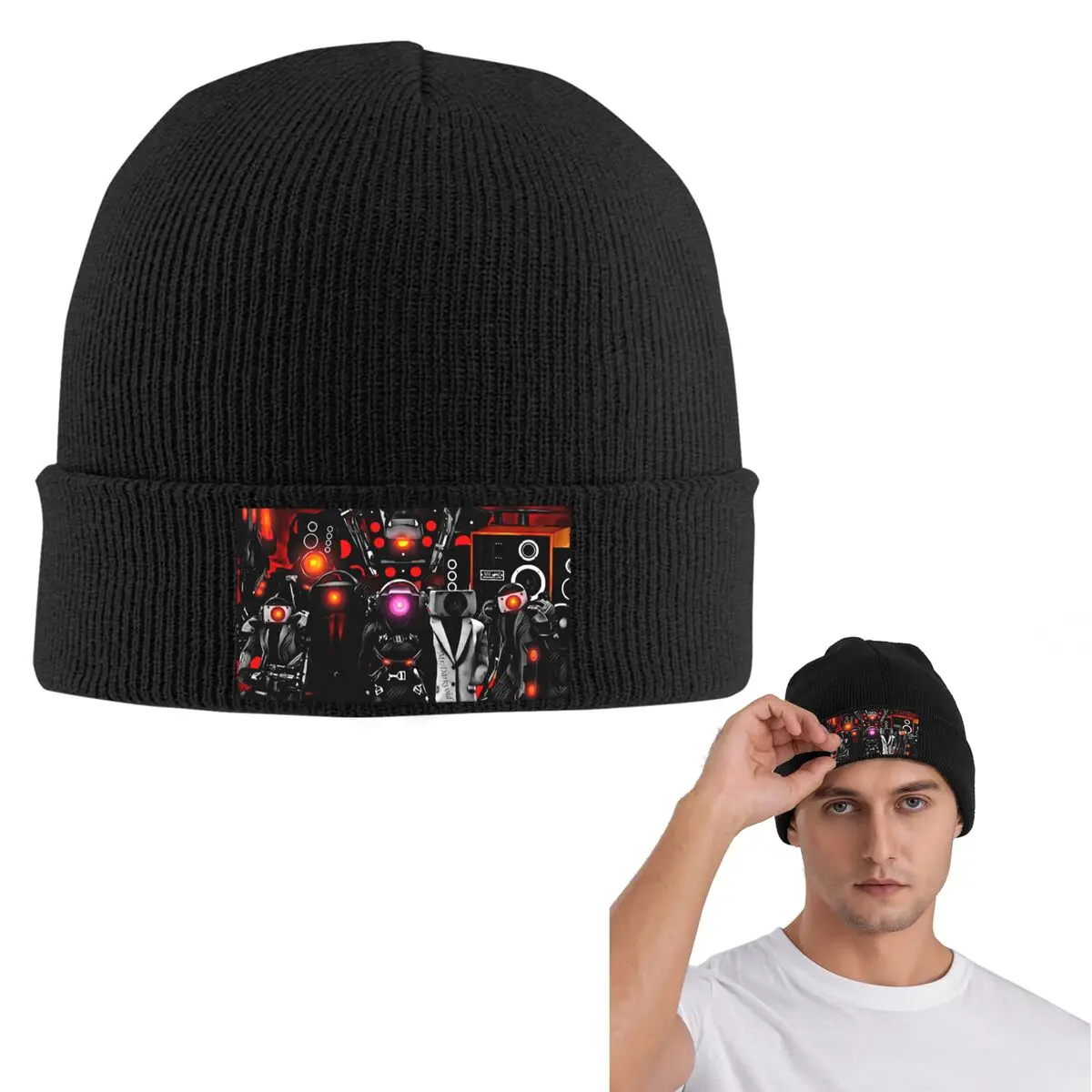 Game Titan Speakerman Skibidi Toilet Warm Knitted Cap Winter Knit Bonnet Hat Skullies Beanies Hip Hop Caps for Unisex