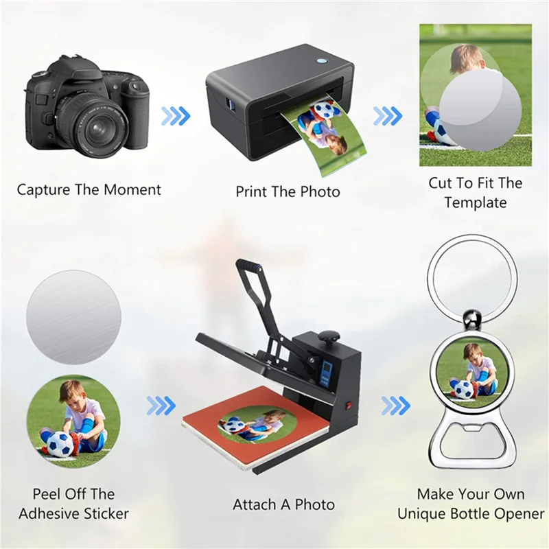 AIAI 30X Sublimation Blanks Keychains Metal Bottle Opener Heat Transfer Sublimation Keychains