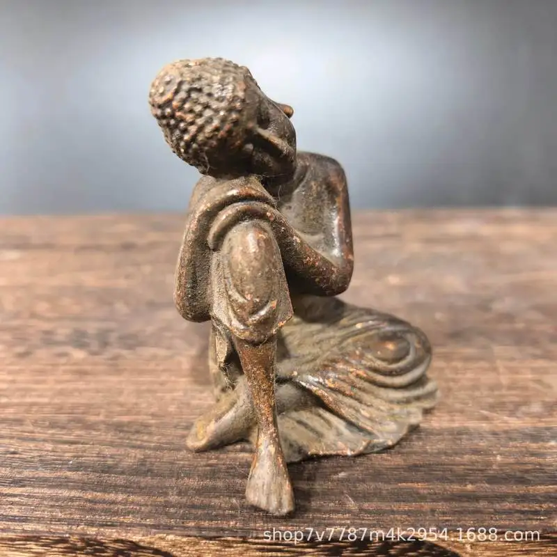 Antique Brass Craft Sleeping Buddha Home Living Tea Room Decorative Ornament