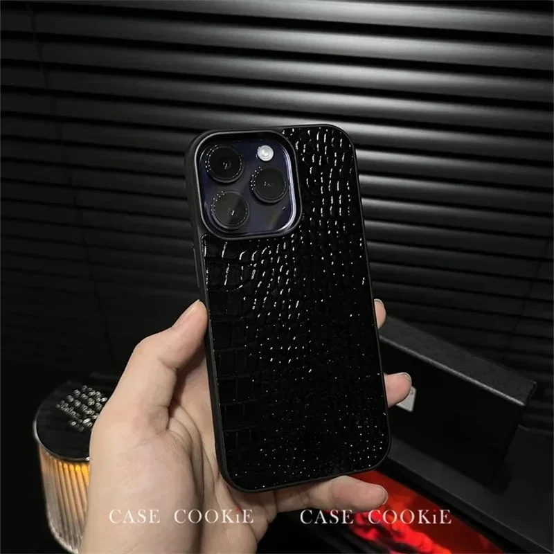 الراقية الأعمال Sle Ins جلد التمساح جراب هاتف آيفون 16 15 14 13 12 برو ماكس التنين إل كامل المضادة للسقوط غطاء وقائي #2