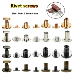 20pcs Leather Craft Solides Nail Bolt Bookkeeping Round Head Screw Strap Rivets Screw for Luggage Clothe,Bag,Shoe 5/6.5/8mm