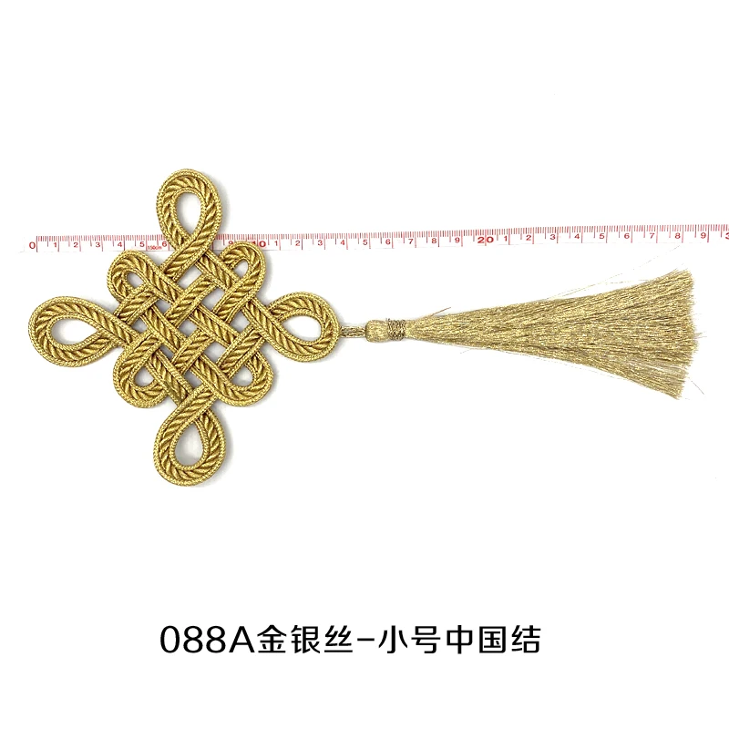 10pc Gold Knots Tassel Decorative Chinese Knot Fringe Sew On Patches For Clothing Retro Baroque Applique Cord Patch