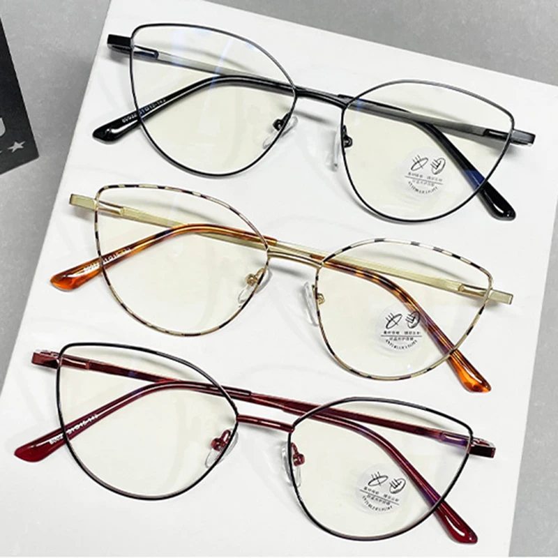 

Новые женские очки для чтения из сплава «кошачий глаз» с блокировкой синего света, женские модные очки для дальнозоркости, очки для дальнозоркости 0 ~ + 4,0
