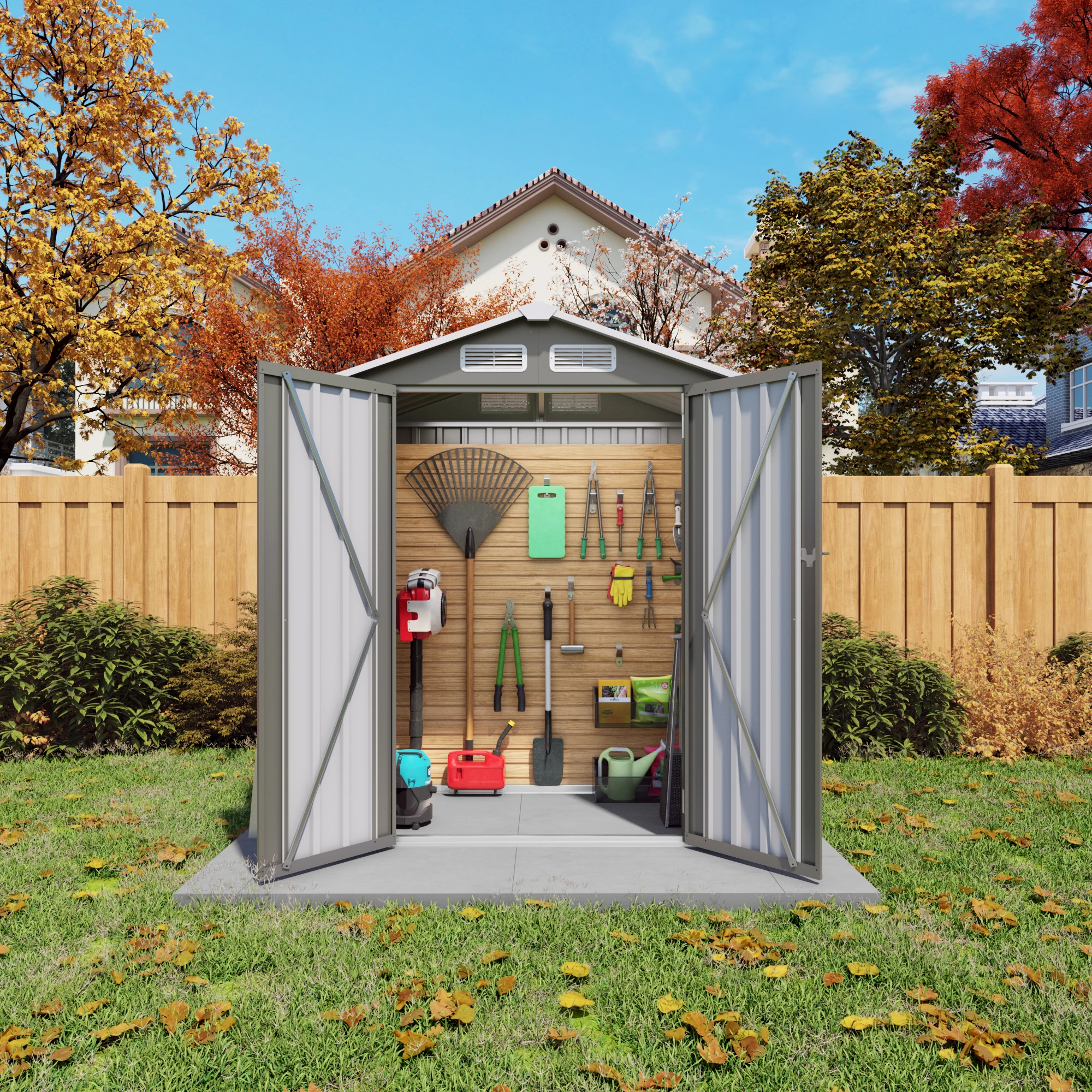 5X3 FT Shed Outdoor Storage Shed Garden with Lockable Doors & Gable Roof Tool Shed Bike for Backyard, Patio