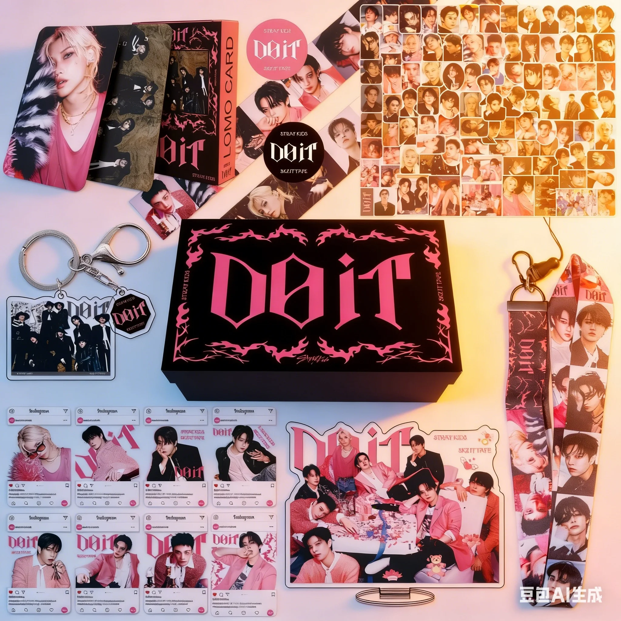 

Skzoo, новинка, хит продаж, подарочная коробка для детей, Skz Do It Felix, периферийный набор, брелок для ключей, маленькая карта, подвесная веревка, наклейки, подарок для фанатов