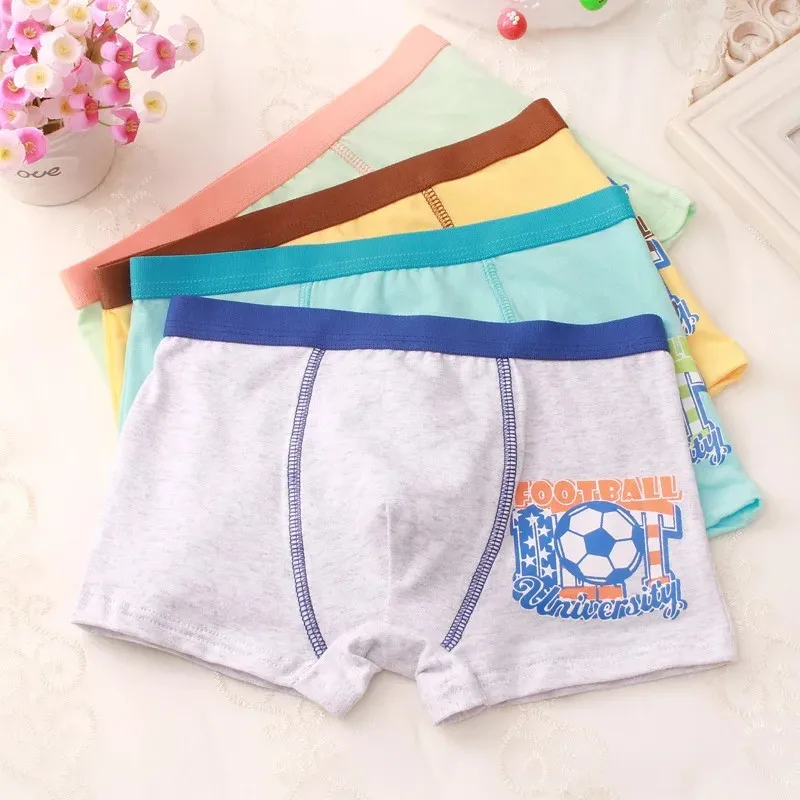 4pcs/Lot Boys Boxer Briefs Kids Cotton Underwear Baby Boy Underpants Teenager Cartoon Print Soft Children Panties 2-14Y 2024 New