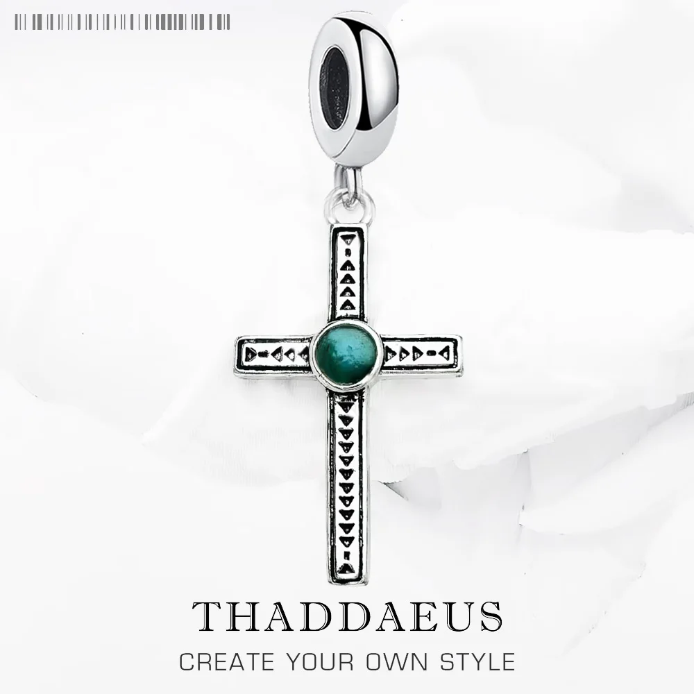 

Этнический крест, бирюзовый стерлингового серебра 925 пробы, подвеска-подвеска для женщин и мужчин, новый ювелирный подарок