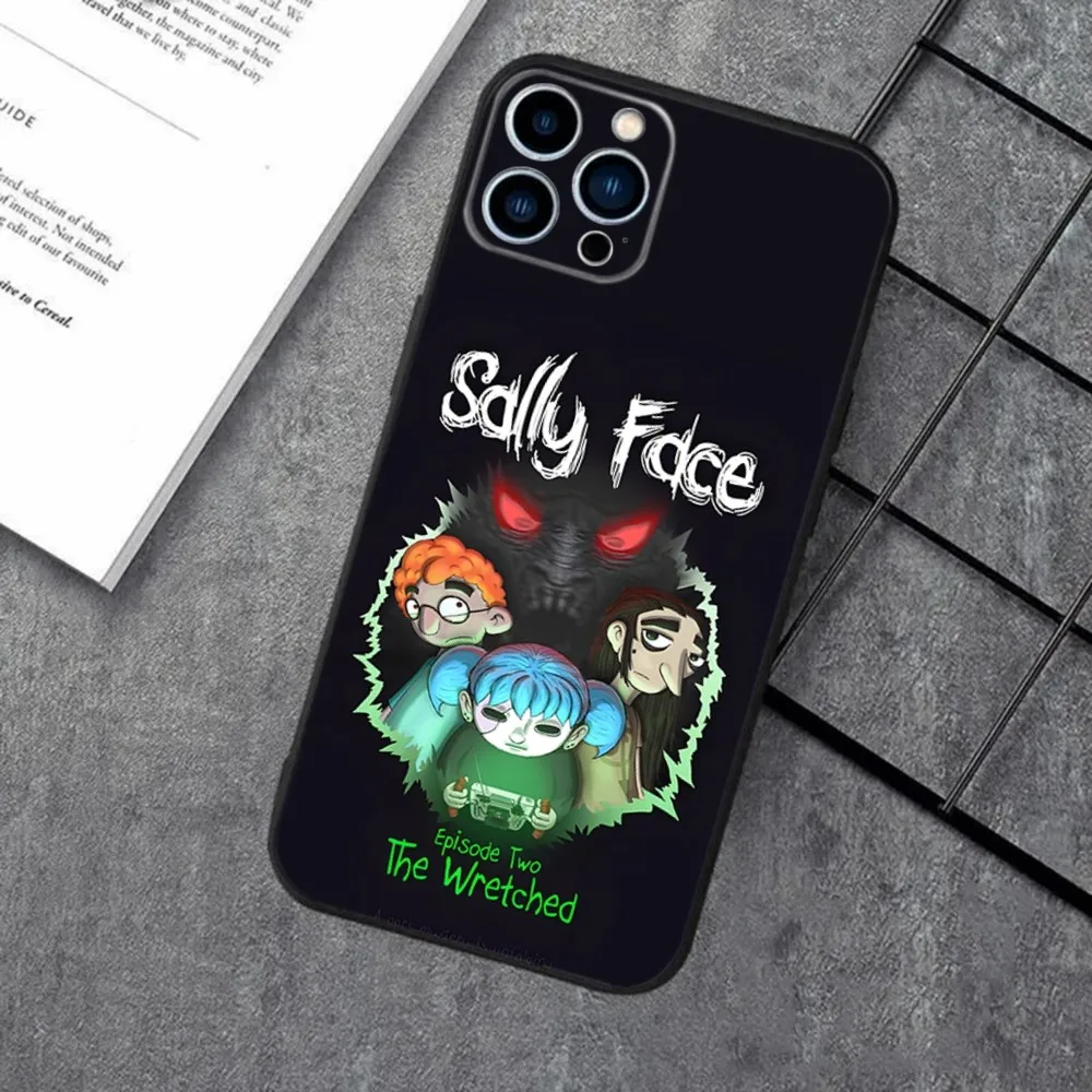 Funda de teléfono Game Sally Face para Apple iPhone 15,14,13,12,11, XS, XR, X,8,7, Pro, Max, Plus, mini funda negra de silicona