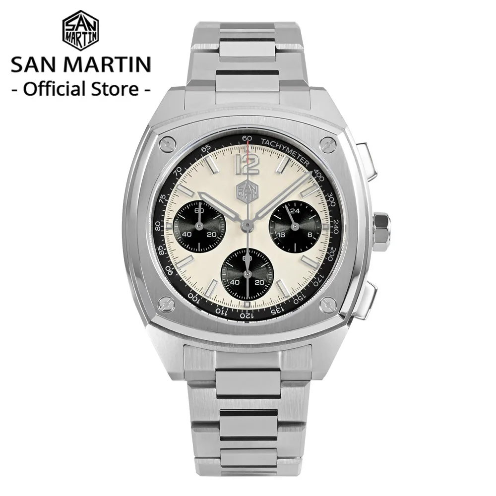 

San Martin 39.5mm Chronograph VK63 Men Sport Quartz Watch Stainless Steel Luxury Business Waterproof Sapphire Clock Reloj SN0026