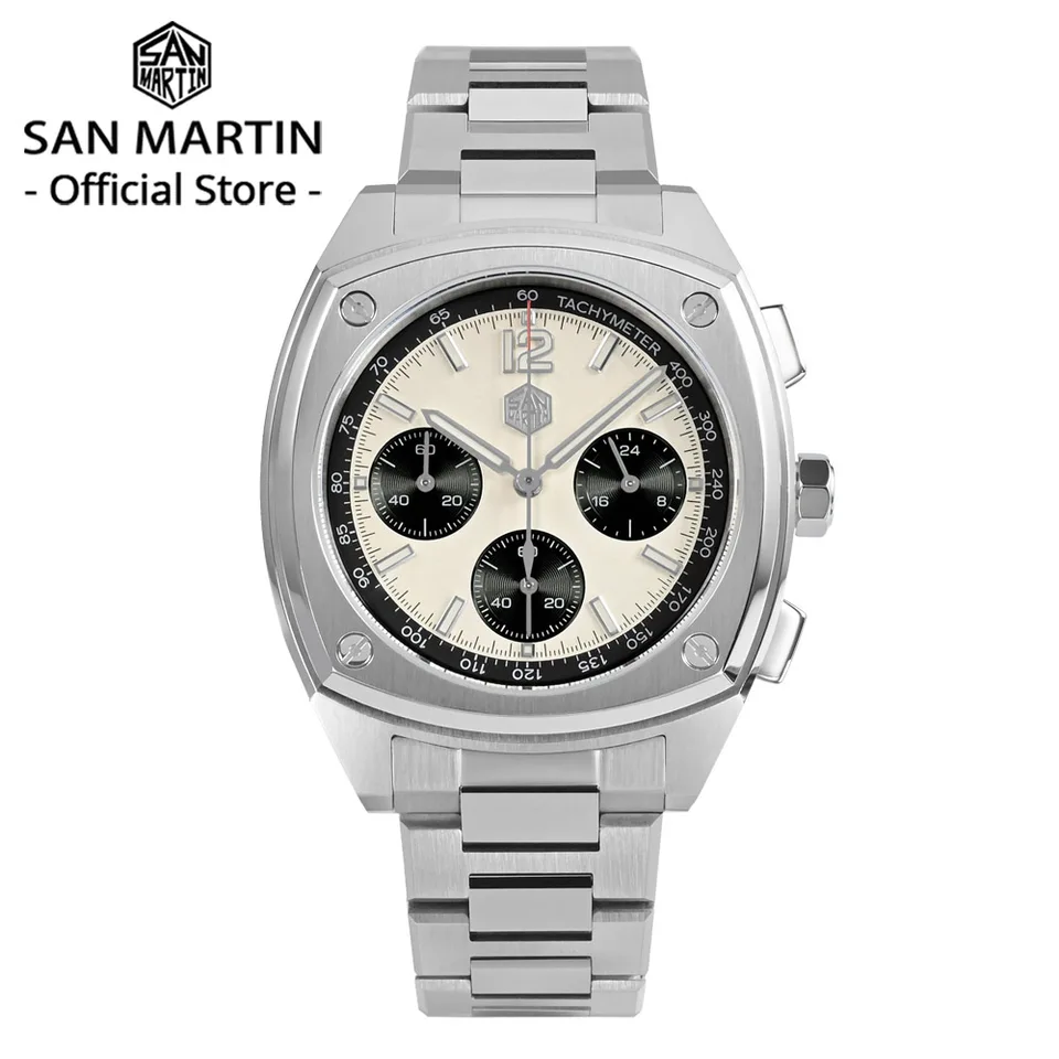 時計 SAN MARTIN automatic watch San Martin 39.5mm Chronograph VK63 Men Sport Quartz Watch