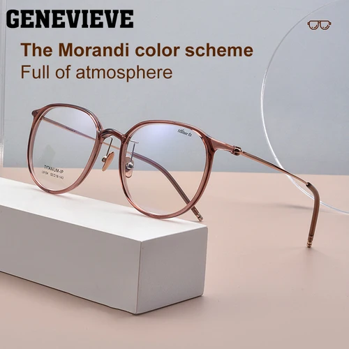 GENEVIEVE, nuevas gafas ultraligeras de titanio puro con diseño minimalista, gafas antiluz azul, gafas fotocromáticas graduadas personalizables