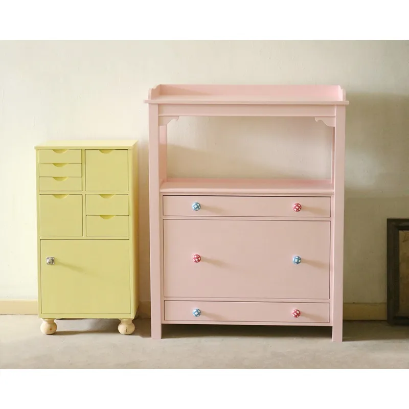 Mesita de noche con múltiples cajones de madera amarilla limón casera "Yellow Banana", armario pequeño con clasificación, se puede personalizar