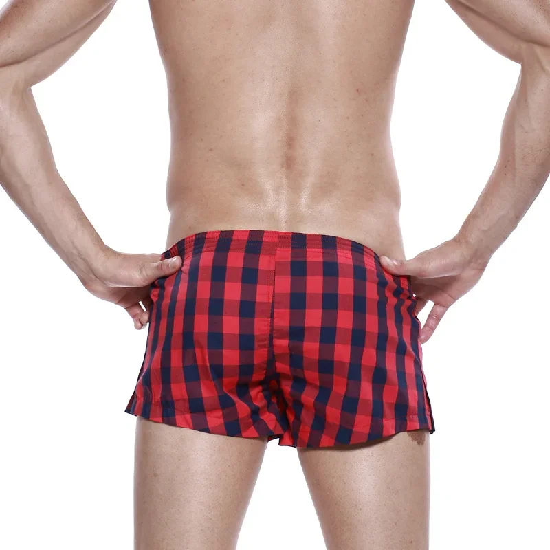 Seobean Men's Underwear Sleepwear Lounge Shorts Cotton Plaid Boxer Shorts Thin Arrow Home Panties Men Pajamas Sleep Bottoms 2025