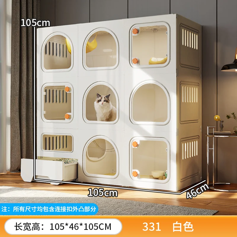 Transparent Cat Cages Home Indoor Multi-storey Cat Villa Litter One Super Large Space Cat Cage House with Pulley Pet Product