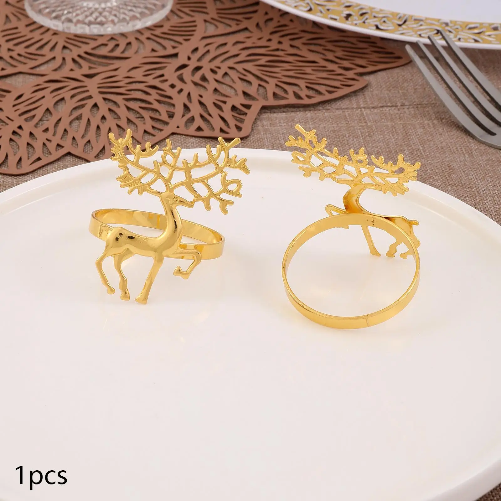 Iron Christmas Deer Napkin Ring Elegant Table Serviette Buckle Modern Animal Napkin Holder for Wedding Adornment