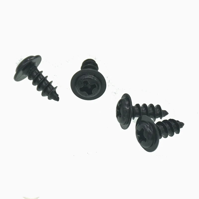 100Pcs/lot M2 M2.5 M3  M4 PWA  Black Phillips Screw Self_tapping Screws With Pad