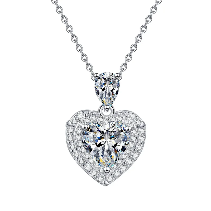 

Ourfuno 2.5CT Heart Pear Shape Moissanite Necklace For Women Romantic 925 Sterling Silver Pendant Necklace Fine Jewelry Gift