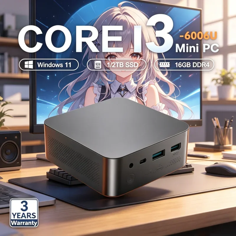 Opulent Miniature MINI PC Windows 11 Pro Core I3 6006U 32GB RAM 1TB 2TB SSD WIFI 6 BT5.2 4K HD Luxury Game Firm Learning