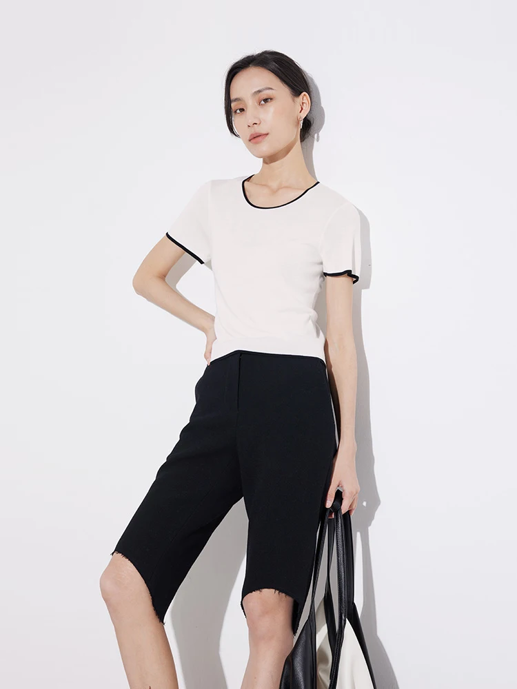 

Брюки Cokewalk из 100% австралийской шерсти с прочной крученой пряжей, текстурированным краем, черные, повседневные, прямого кроя, длиной 3/4