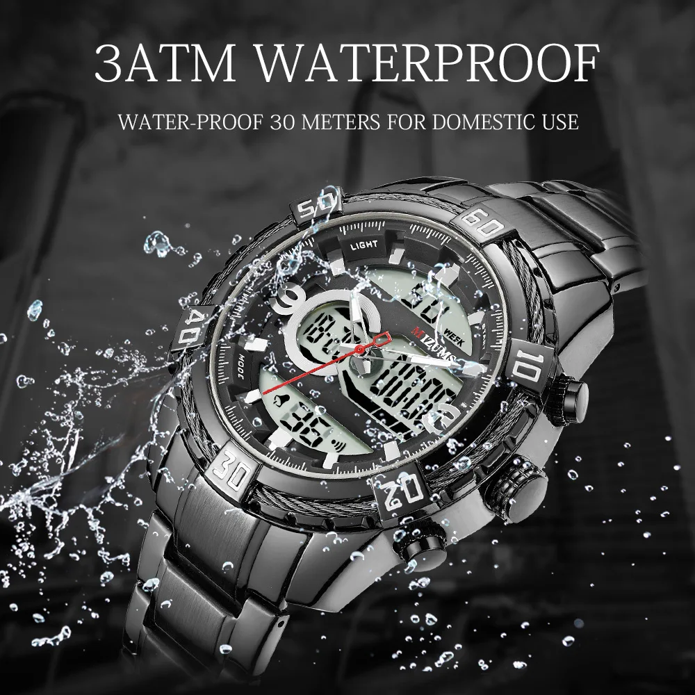 New Sports Watch for Men Top Brand Luxury Steel Band Digital Wristwatches Military Waterproof Watches Clock Relogio Masculino