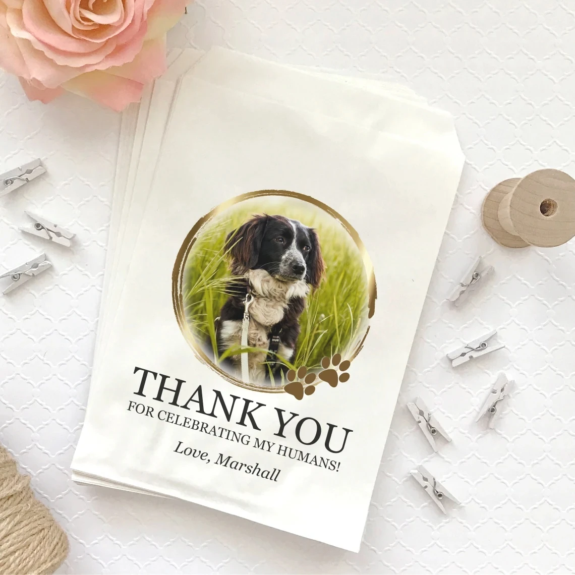 Wedding doggy bag - Dog treat bag - Wedding dog treat bag - Thank you for celebrating my humans - Wedding doggie bag