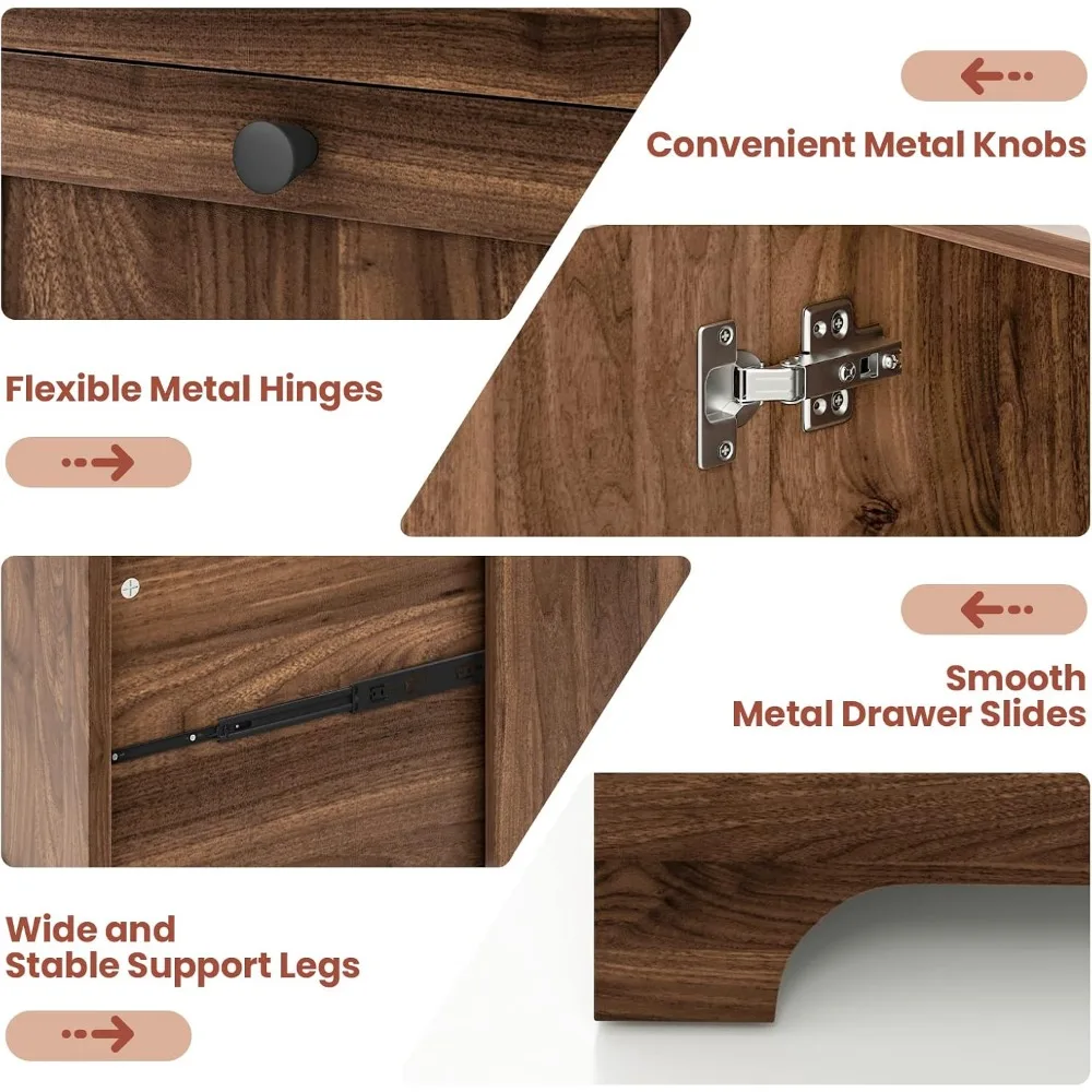 L-Shaped Office Desk with StorageDrawers & Keyboard Tray, with Cabinet & Inner Adjustable Shelf,Space-Saving Study Writing Desk