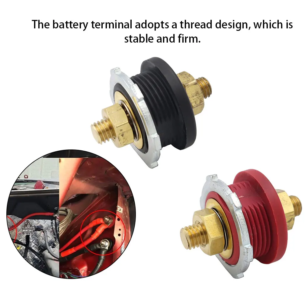 Boat Battery Terminal Connector Posts Feedthrough Panels Red/Black Rubber Sub Bulkheads 250A Brass Racing Cars