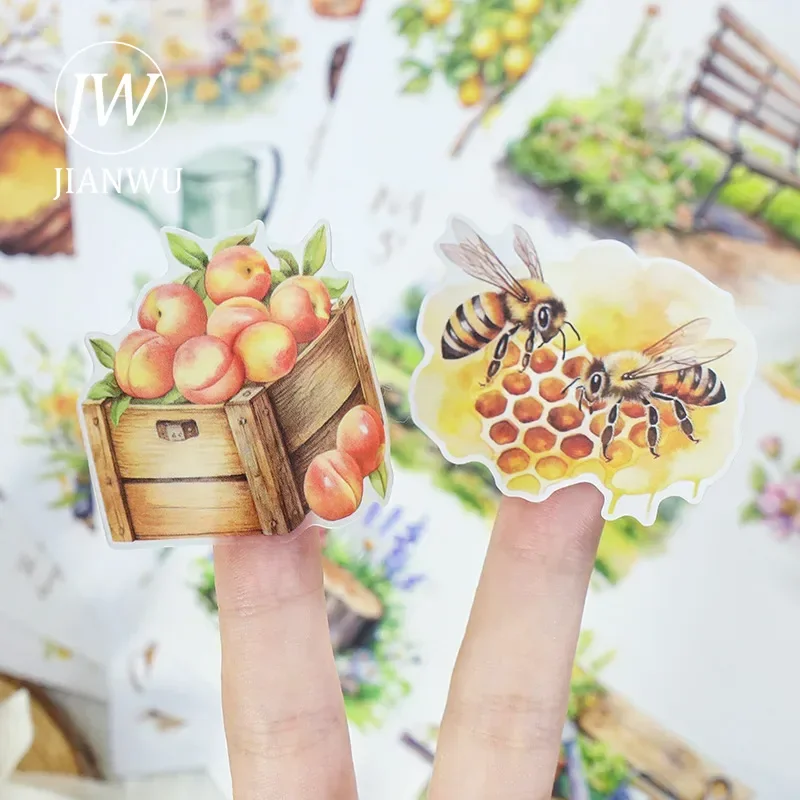 JIANU Vintage Magic Character Flower Landscaping Material Collage Sticker Book Creative DIY Journal Scrapbooking Stationery