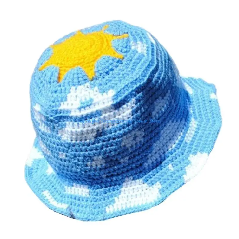 E56A Flame Hat Knit Bucket Hat Pattern Flame Bucket Hat Cloud Hat Fisherman Hat