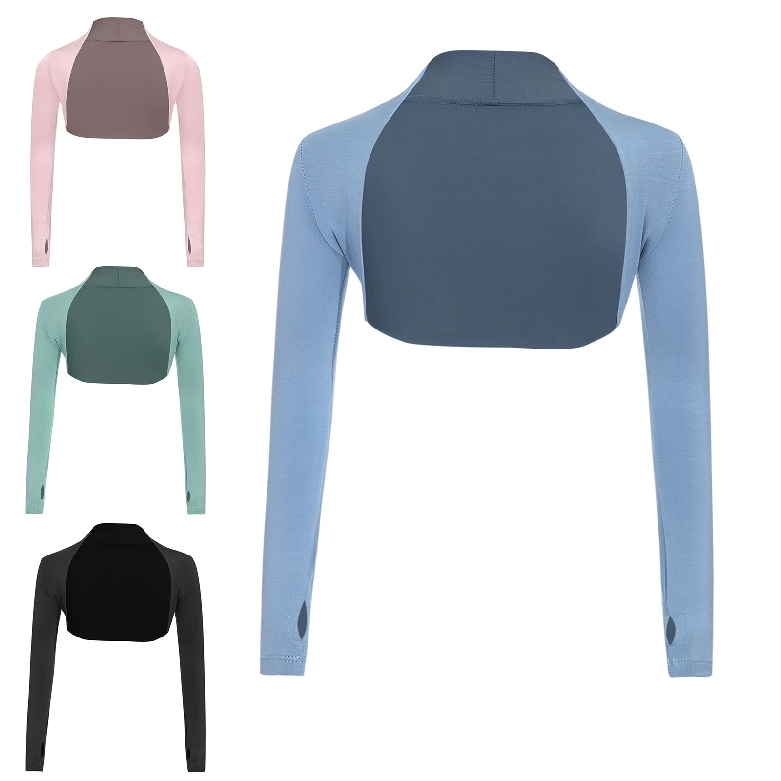 

Kids Girls Ballet Wraps Bolero Long Sleeve Pure Color Dance Tops Open Front Crop Top Warm Ups Ballerina Gymnastics Dancewear