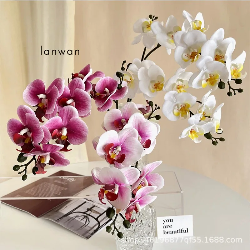 8-Head Artificial Flower Phalaenopsis European-Style Home Soft Decoration Feel Film Fake Flower Wedding Wedding Decoration